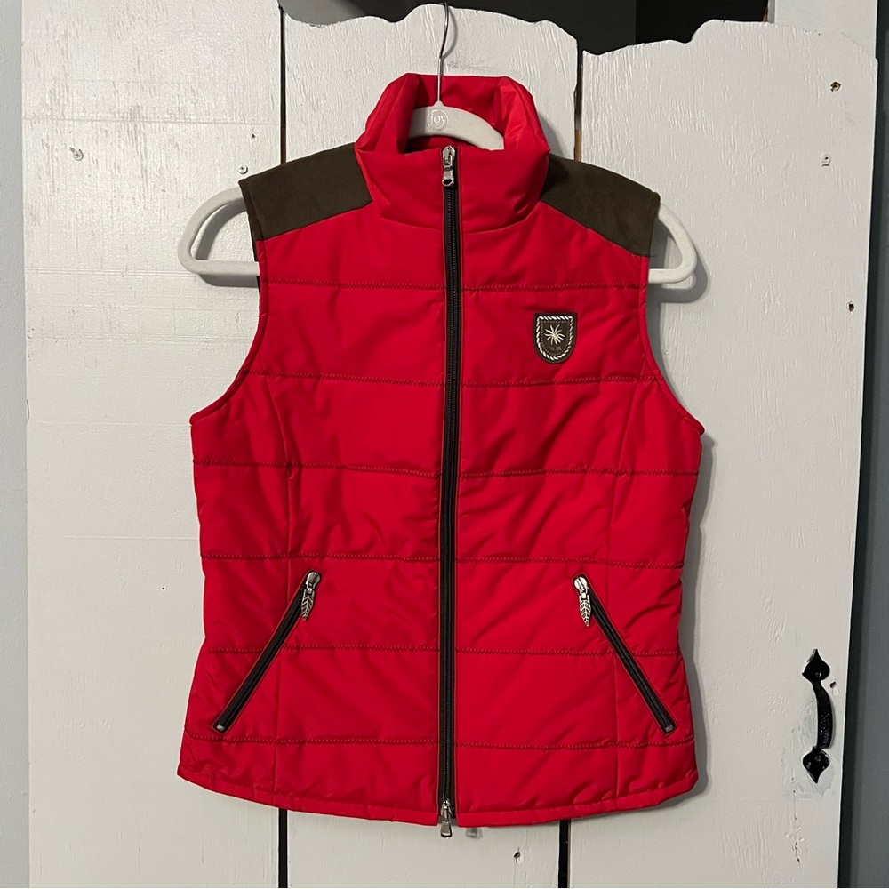 M. Miller Fur Red Hooded Vest Nora Snow Warm Small